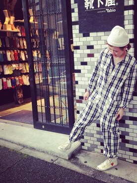 「BEAMS BOY（ビームスボーイ）のアイテム（つなぎ/オールインワン）」を使った、a k a n eさん（レディース・165cm）の春コーディネート