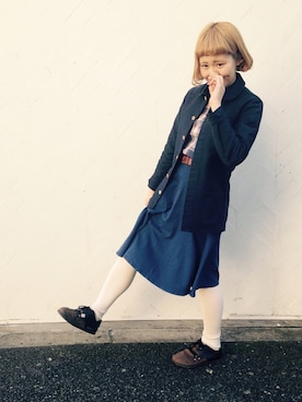 「アイテム（タイツ/ストッキング）」を使った、a k a n eさん（レディース・165cm）の冬コーディネート