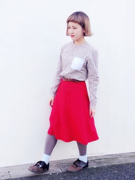 「アイテム（タイツ/ストッキング）」を使った、a k a n eさん（レディース・165cm）の冬コーディネート