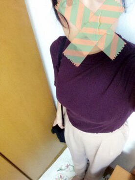 「UNIQLO（ユニクロ）のアイテム（Tシャツ/カットソー、レッド系）」を使った、あみてぃーすりーさん（レディース）の夏コーディネート