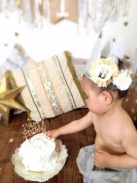 「アイテム（その他ベビー用品、シルバー系）」を使った、hana-Ichi さん（キッズ・70cm）の夏コーディネート