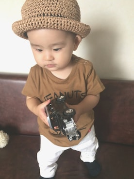 「アイテム（おもちゃ、ブラック系）」を使った、hana-Ichi さん（キッズ・70cm）の夏コーディネート