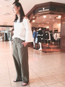 「スタッフコーデ」｜「アイテム（アクセサリー）」を使った、nano・universe 札幌ステラプレイス STAFFさん（レディース・170cm）の夏コーディネート