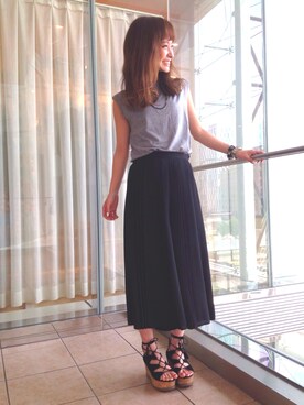 「スタッフコーデ」｜「アイテム（アクセサリー）」を使った、nano・universe 札幌ステラプレイス STAFFさん（レディース・159cm）の夏コーディネート