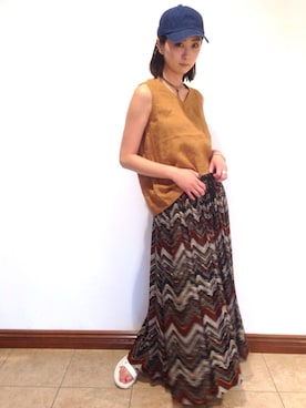 「NANO universe（ナノユニバース）のアイテム（キャップ）」を使った、nano・universe 札幌ステラプレイス STAFFさん（レディース・170cm）の夏コーディネート