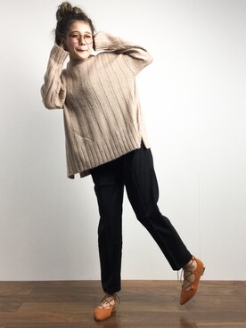 馬詰麿帆さん（レディース・157cm）の冬コーディネート