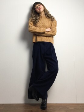 「YEVS（イーブス）のアイテム」を使った、馬詰麿帆さん（レディース・157cm）の冬コーディネート