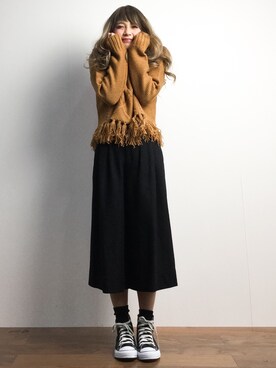 馬詰麿帆さん（レディース・157cm）の冬コーディネート