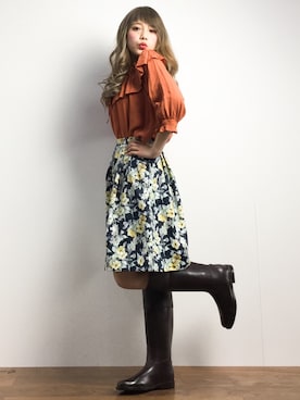 「UNITED ARROWS（ユナイテッドアローズ）のアイテム（レインシューズ）」を使った、馬詰麿帆さん（レディース・157cm）の冬コーディネート