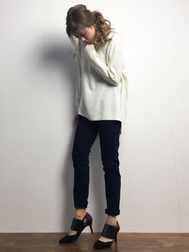 馬詰麿帆さん（レディース・157cm）の冬コーディネート