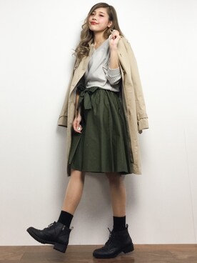 馬詰麿帆さん（レディース・157cm）の冬コーディネート