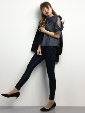 「MICOAMERI（ミコアメリ）のアイテム」を使った、馬詰麿帆さん（レディース・157cm）の冬コーディネート