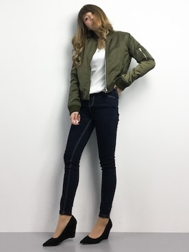 馬詰麿帆さん（レディース・157cm）の冬コーディネート