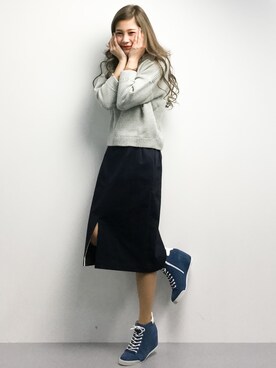 「note et silence （ノートエシロンス）のアイテム（スカート）」を使った、馬詰麿帆さん（レディース・157cm）の冬コーディネート