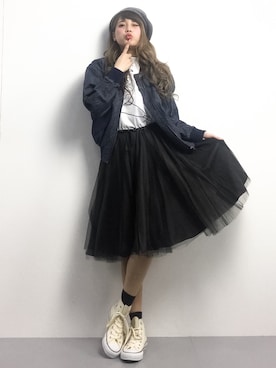 「SEVENDAYS=SUNDAY（セブンデイズサンデイ）のアイテム（MA-1）」を使った、馬詰麿帆さん（レディース・157cm）の冬コーディネート