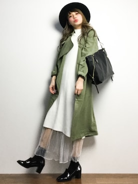 馬詰麿帆さん（レディース・157cm）の冬コーディネート