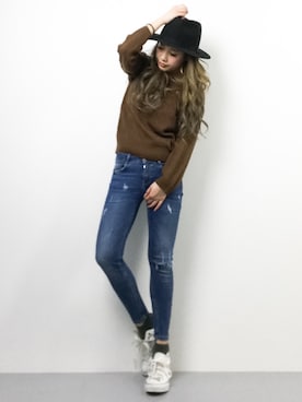 馬詰麿帆さん（レディース・157cm）の春コーディネート