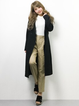 「COMME CA ISM（コムサイズム）のアイテム（トレンチコート）」を使った、馬詰麿帆さん（レディース・157cm）の春コーディネート