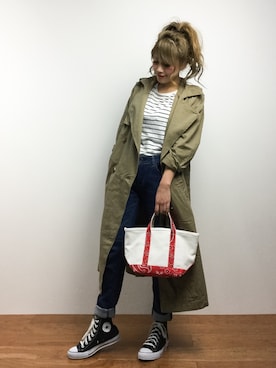 馬詰麿帆さん（レディース・157cm）の春コーディネート