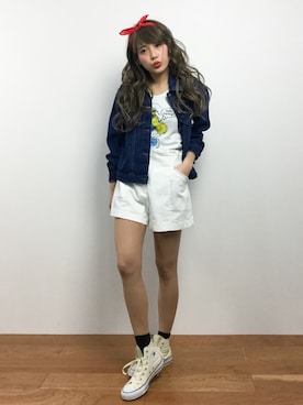 「UP START（アップスタート）のアイテム（財布/小物）」を使った、馬詰麿帆さん（レディース・157cm）の春コーディネート