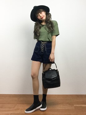 「ハットコーデ」｜馬詰麿帆さん（レディース・157cm）の春コーディネート