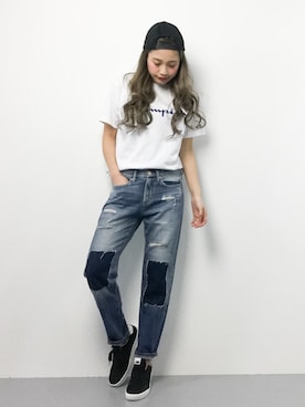 馬詰麿帆さん（レディース・157cm）の春コーディネート