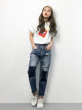 馬詰麿帆さん（レディース・157cm）の春コーディネート