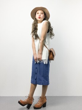 馬詰麿帆さん（レディース・157cm）の春コーディネート