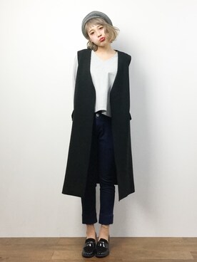 「テーパードデニム」｜馬詰麿帆さん（レディース・157cm）の春コーディネート