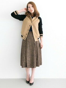 「URBAN RESEARCH ROSSO WOMEN（アーバンリサーチ　ロッソ）のアイテム（スタジャン）」を使った、Hamaさん（レディース・164cm）の秋コーディネート