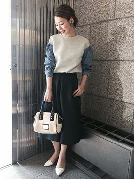 「スウェット×シャツ」｜Hamaさん（レディース・164cm）の冬コーディネート