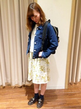 「ドッキングワンピ」｜「アイテム（デニムジャケット）」を使った、marucoさん（レディース・161cm）の冬コーディネート