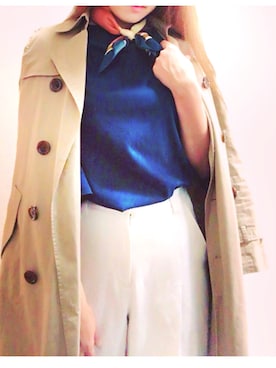 「UNIQLO（ユニクロ）のアイテム（Tシャツ/カットソー、ブルー系）」を使った、NANAMiさん（レディース）の秋コーディネート