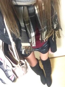 「激安コーデ」｜「アイテム（ライダースジャケット）」を使った、Runa.❦さん（レディース・160cm）の秋コーディネート