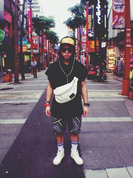 「BRIDGE（ブリッジ）のアイテム（バッグ）」を使った、McFly Wuさん（メンズ・175cm）の夏コーディネート