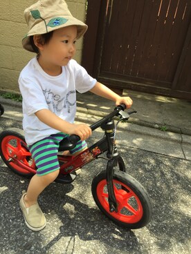 「GAP（ギャップ）のアイテム（Tシャツ/カットソー、ホワイト系）」を使った、ryu☻genさん（キッズ・90cm）の夏コーディネート