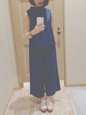 「GLOBAL WORK（グローバルワーク）のアイテム（オールインワン・サロペット）」を使った、yさん（レディース・159cm）の夏コーディネート