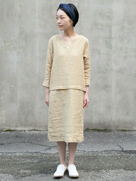 「春ワンピ」｜「アイテム（その他シューズ）」を使った、nさん（レディース・158cm）の春コーディネート