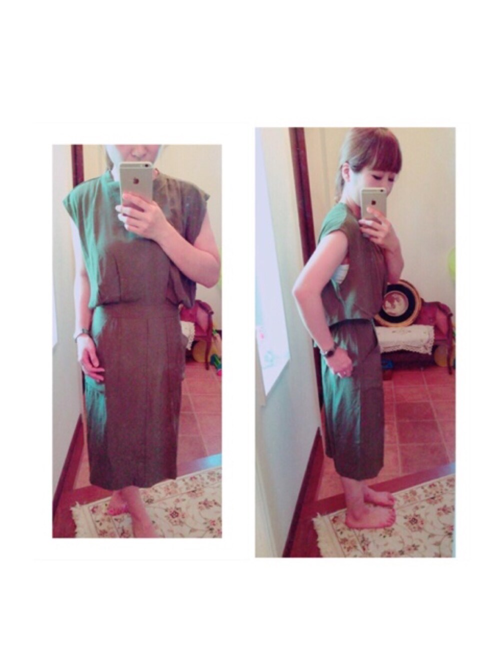 「Brooch、ワンピース」｜「BROOCHのアイテム（ワンピース、グリーン系）」を使った、mayucocoさん（レディース・155cm）の夏コーディネートの1枚目の写真