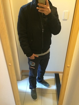 「H&M（エイチ・アンド・エム）のアイテム（ジャケット/アウター）」を使った、hideさん（メンズ・173cm・20代）の冬コーディネート