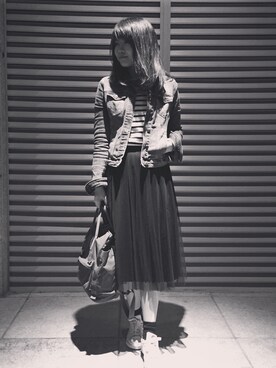 「stradivarius（ストラディバリウス）のアイテム（デニムジャケット）」を使った、zozoeyさん（レディース・165cm）の秋コーディネート
