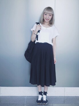 「chambre de charme（シャンブルドゥシャーム）のアイテム（アクセサリー）」を使った、チェリーさん（レディース・160cm）の春コーディネート