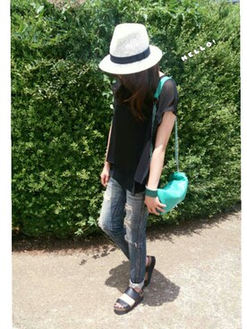 「YEVS（イーブス）のアイテム（バッグ）」を使った、ema.さん（レディース・166cm）の夏コーディネート