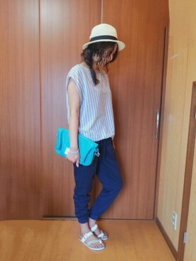 「YEVS（イーブス）のアイテム（バッグ）」を使った、ema.さん（レディース・166cm）の夏コーディネート