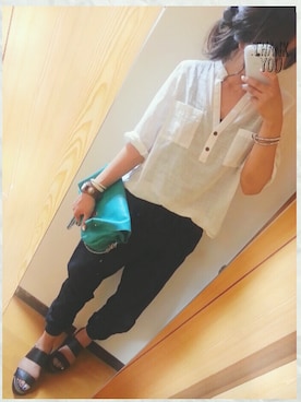 「YEVS（イーブス）のアイテム（バッグ）」を使った、ema.さん（レディース・166cm）の夏コーディネート