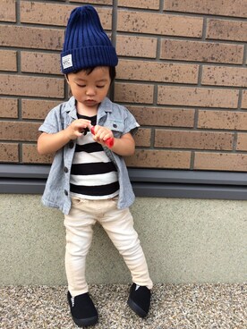 「F.O.KIDS（エフオーキッズ）のアイテム（タンクトップ）」を使った、Hin@taさん（キッズ・90cm）の秋コーディネート
