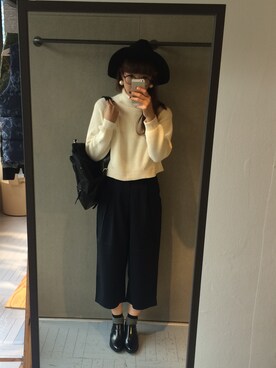 「靴下チラ見せ」｜「アイテム（ブーティ）」を使った、emi☺︎さん（レディース・166cm）の秋コーディネート