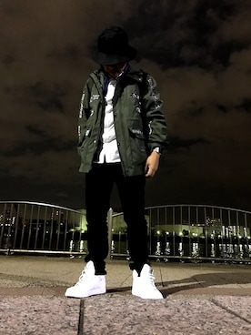 「Alpha Industries（アルファインダストリーズ）のアイテム（帽子）」を使った、Matoba Ritsuさん（メンズ・168cm）の冬コーディネート