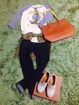 「w closet」｜「アイテム（ミリタリージャケット）」を使った、ma sa miさん（レディース・152cm）の春コーディネート