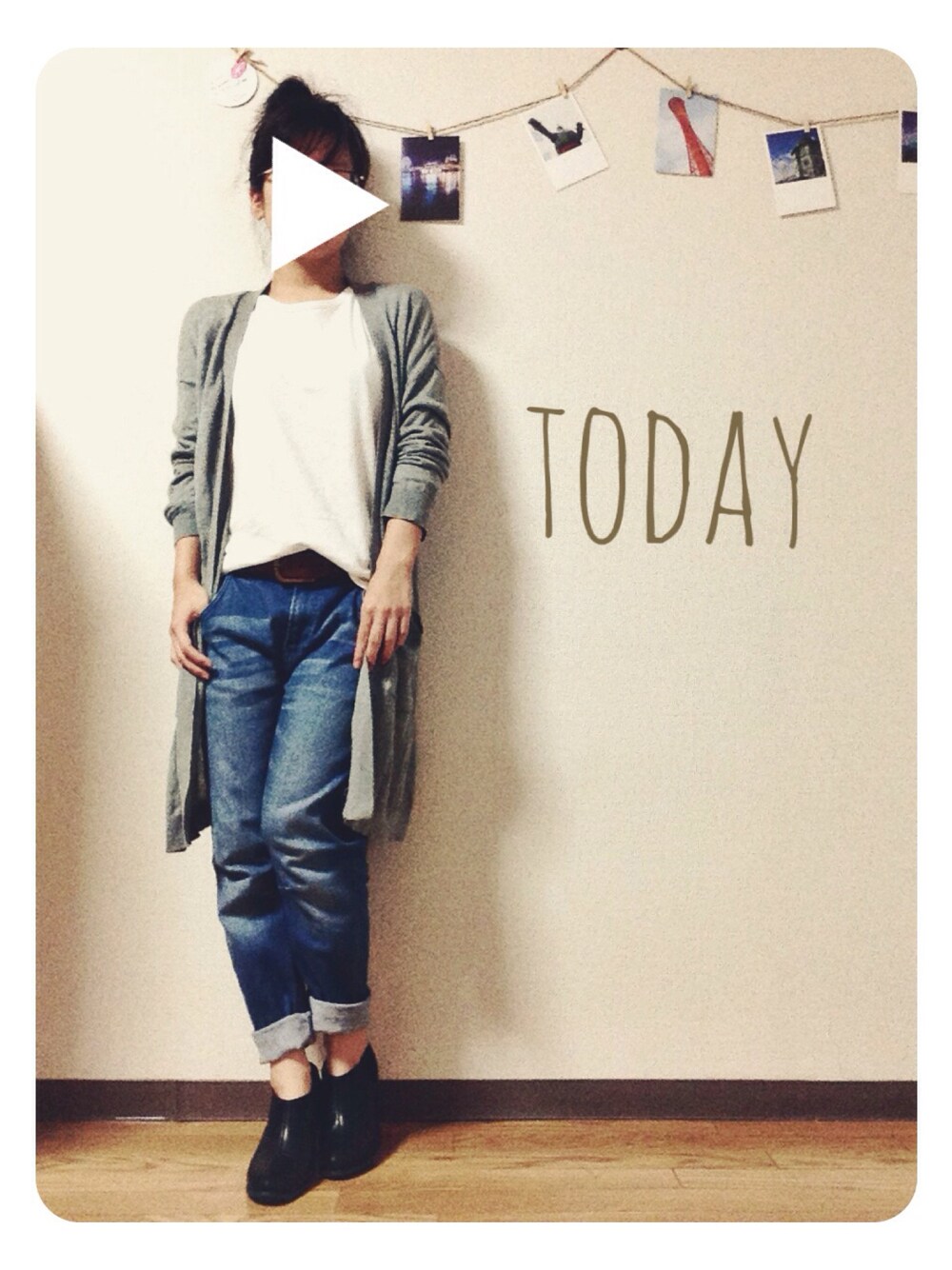 「シンプルコーデ、秋、大人カジュアル、ブーツ、デニム、ロングカーディガン、白Tシャツ、niko and ...、w closet」｜「LEPSIMの【今季マスト！】12Gテンセルコットンショールロングカーディガン　564078（カーディガン/ボレロ、グレー系）」を使った、ma sa miさん（レディース・152cm）の秋コーディネートの1枚目の写真